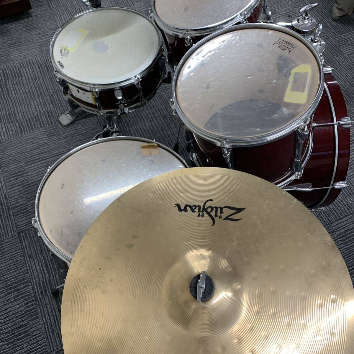 【直接引取り限定】 YAMAHA STAGE CUSTOM ドラムセット ヤマハ ステージカスタム zildjian ZBT drum シンバル ワインレッド Dr 1553-147の画像3