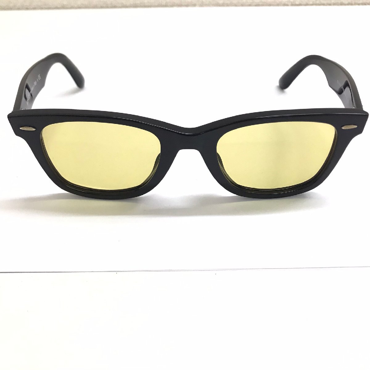 中古品 レイバン Ray-Ban サングラス RB2140-F WAYFARER ウェイファーラー カラーレンズ イエロー 度有り 質屋出品_画像2