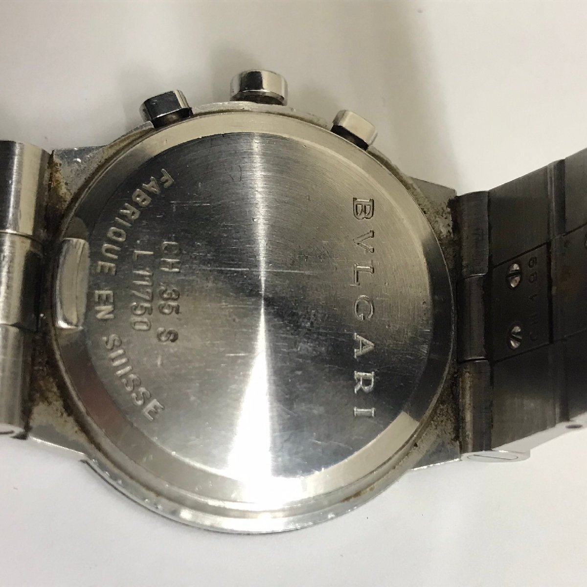 中古品 ジャンク品 現状渡し 不動品 BVLGARI ブルガリ ディアゴノ CH35S SS QZ クォーツ クロノグラフ デイト付 黒文字盤 腕時計 質屋出品の画像9