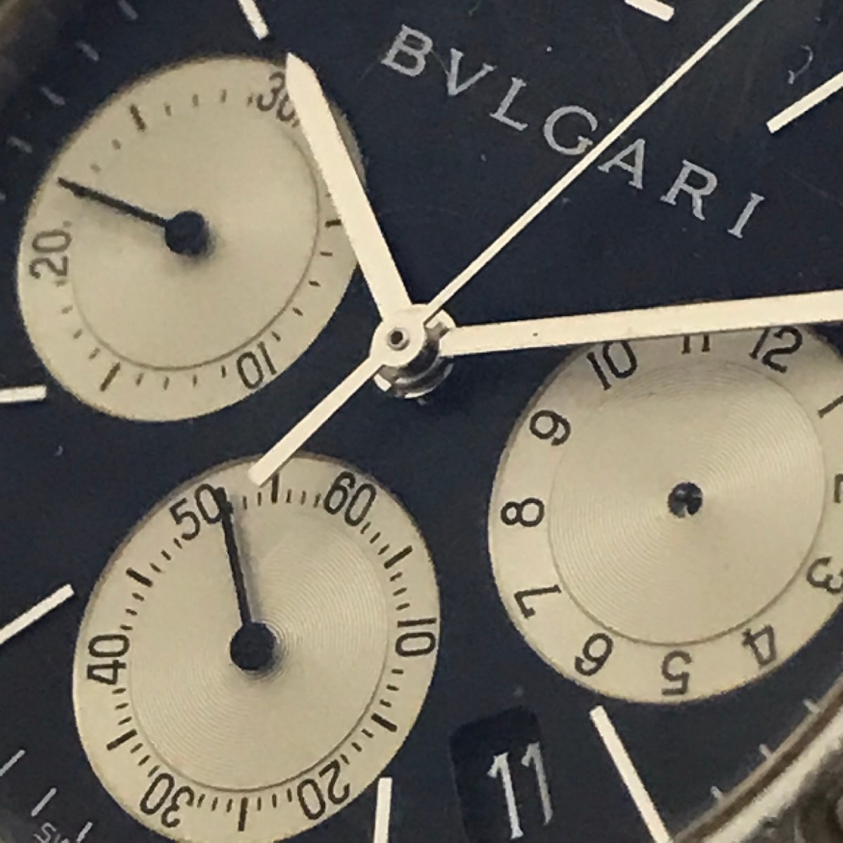 中古品 ジャンク品 現状渡し 不動品 BVLGARI ブルガリ ディアゴノ CH35S SS QZ クォーツ クロノグラフ デイト付 黒文字盤 腕時計 質屋出品の画像5