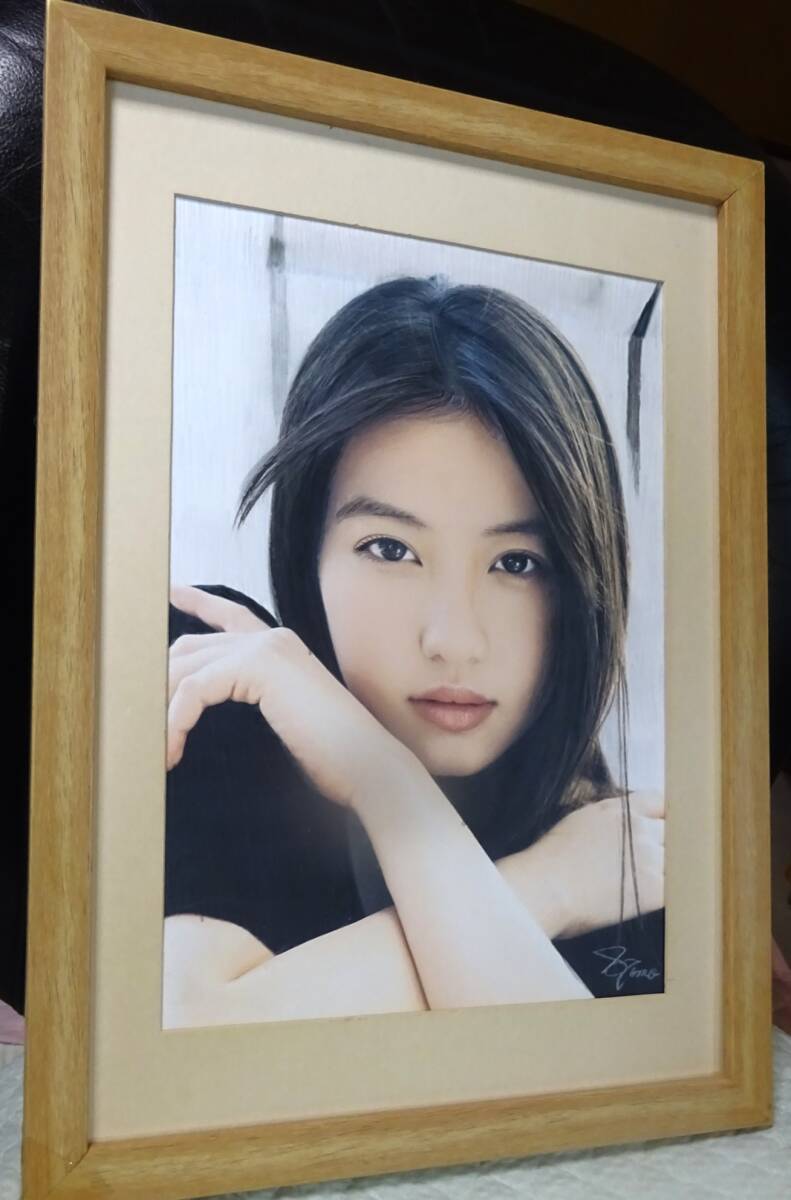 [ work 3997]S.Tomo. autograph color pencil . super-beauty goods beauty picture new goods frame 