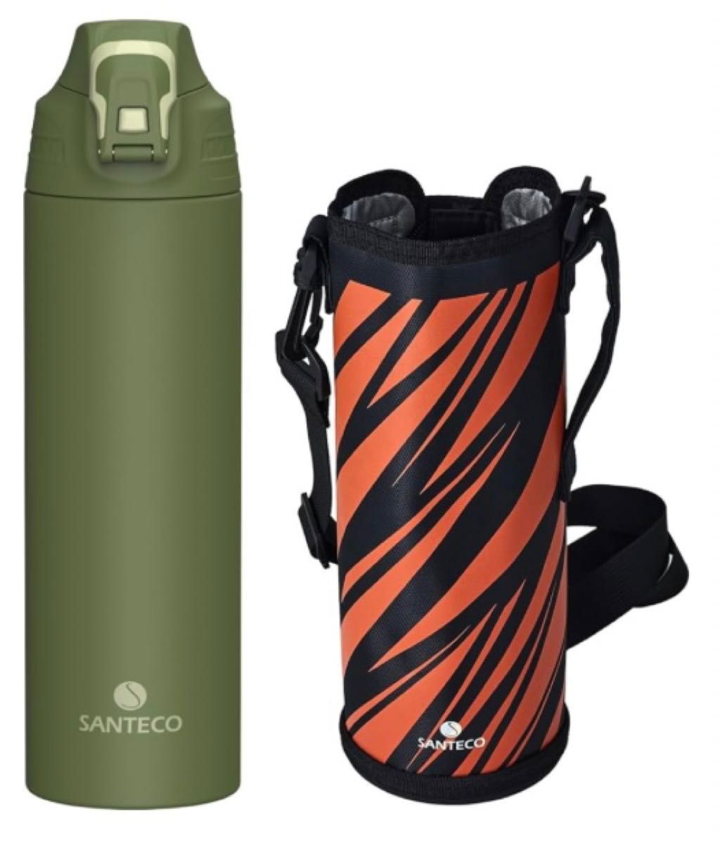 新品 SANTECO 1リットル ステンレスボトル 真空断熱 保冷・保温 スポーツドリンク可 グリーン