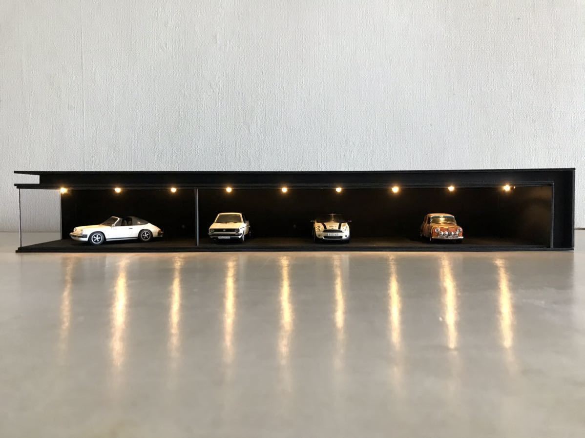 カーディーラー1階 ブラックモデル ジオラマ模型 ミニカー鑑賞 電球色LED 1/64,1/43の画像5