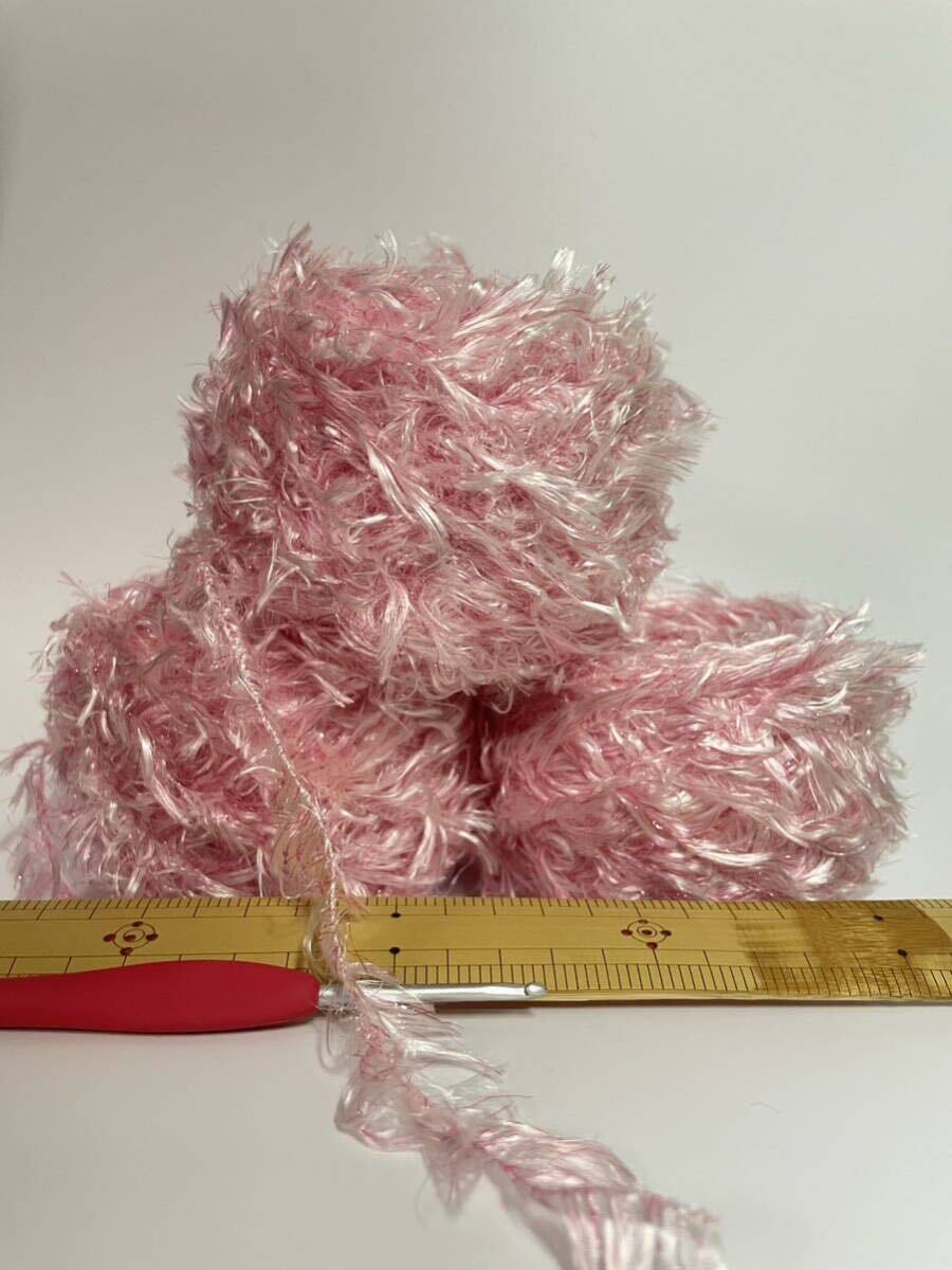 毛糸 ロングファー手染め ピンク 80グラムの画像1