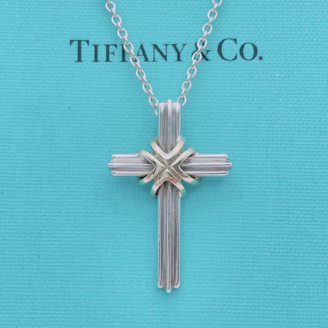【美品】Tiffany & Co. ネックレス　シグネチャークロス　K18_画像1