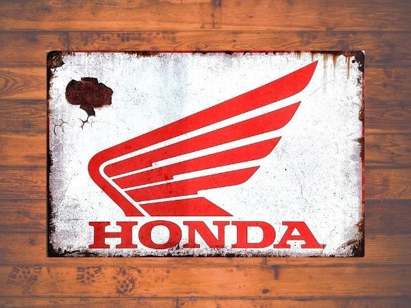 ブリキ看板 Honda ホンダ 77 ツール 工具 DIY 車 メタルプレート インテリア ガレージ アメリカン雑貨 レトロ風 新品