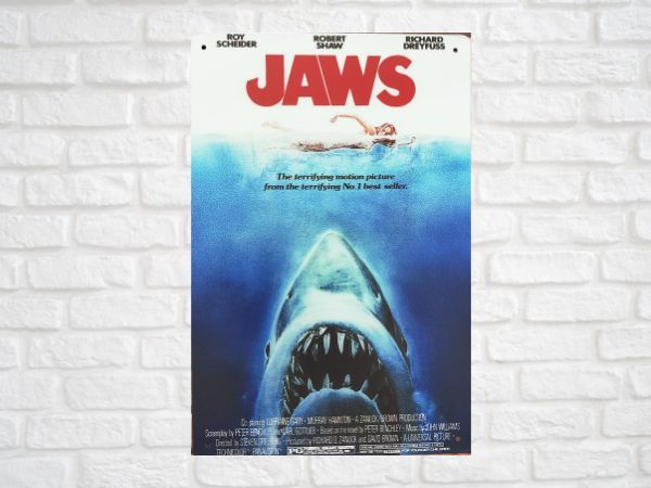 ブリキ看板 Jaws ジョーズ 187 映画 ハリウッド 名作 メタルプレート アメリカン雑貨 インテリア レトロ ビンテージ風 の画像1