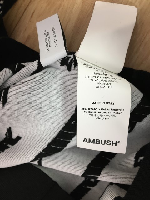 イタリア製 AMBUSH アンブッシュ ニット オールオーバークルーネック 総柄 ロゴ ブラックXホワイト XL 33834401■_画像5