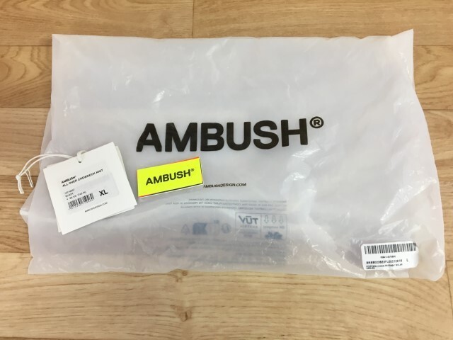 イタリア製 AMBUSH アンブッシュ ニット オールオーバークルーネック 総柄 ロゴ ブラックXホワイト XL 33834401■_画像7