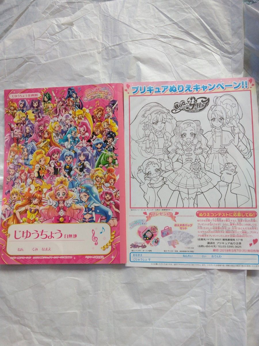 プリキュアオールスターズ プリキュア 自由帳　白無地　2015年映画プリキュアオールスターズ　未使用