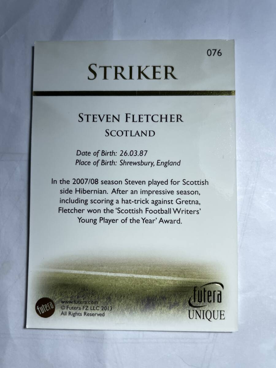 futera UNIQUE 2013 STRIKER STEVEN FLETCHER BESE CARD 076 フテラ ユニーク スティーブン フレッチャー スコットランド_画像2