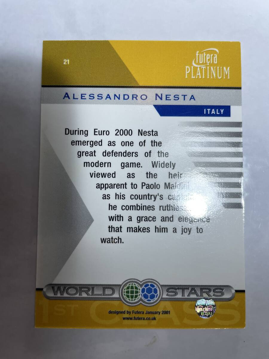 futera PLATINUM2001 WORLD STARS FIRST CLASS ALESSANDRO NESTA BESE CARD 21 アレッサンドロ ネスタフテラ プラチナムの画像2