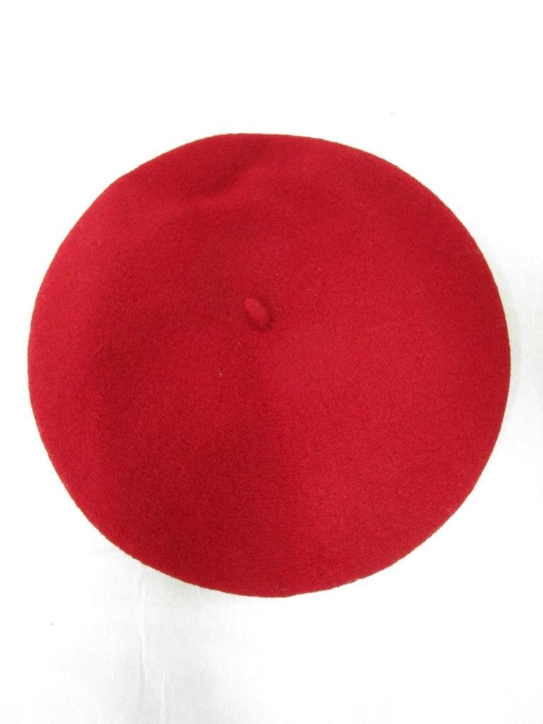 【送料込】[美品] [キッズ/子供]　Bonpoint　ボンポワン　ベレー帽　帽子　50cm　赤　レッド　羊毛　ウール　女の子用 /n472113_画像1