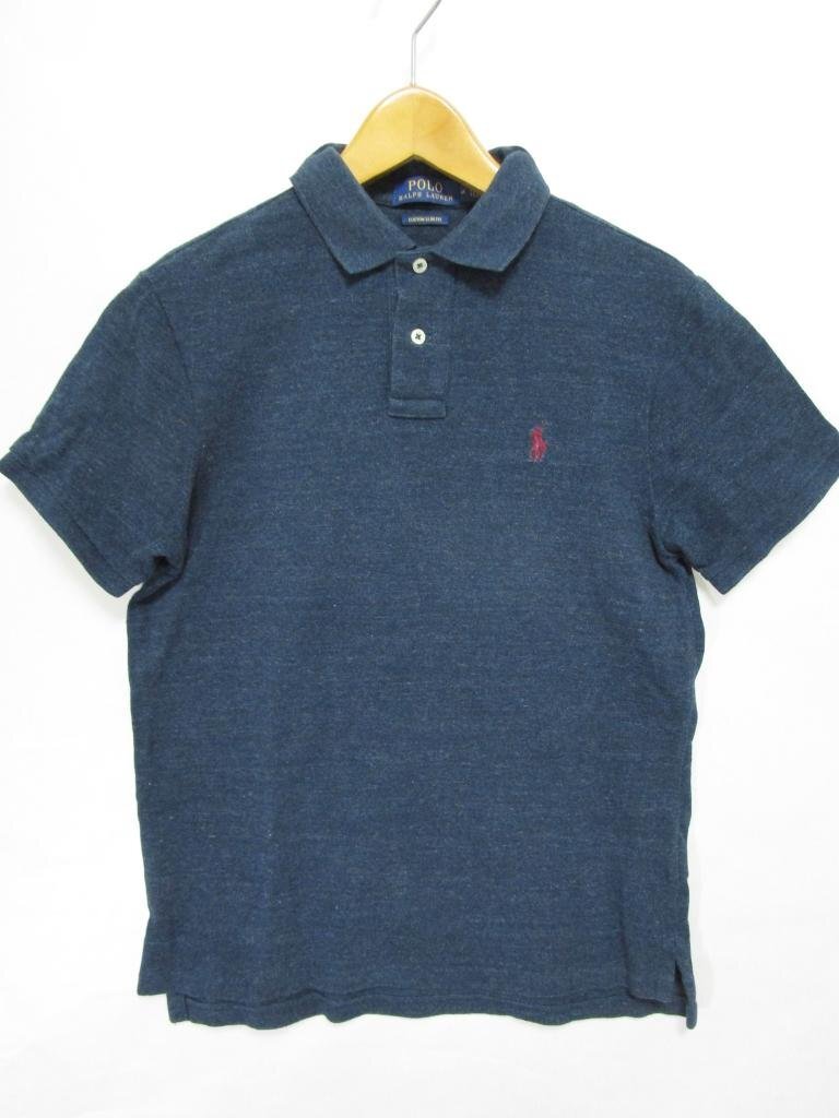 [ включая доставку ] POLO RALPH LAUREN Polo Ralph Lauren [ мужской ] рубашка-поло темно-синий темно-синий хлопок custom тонкий Fit sizeM/958289