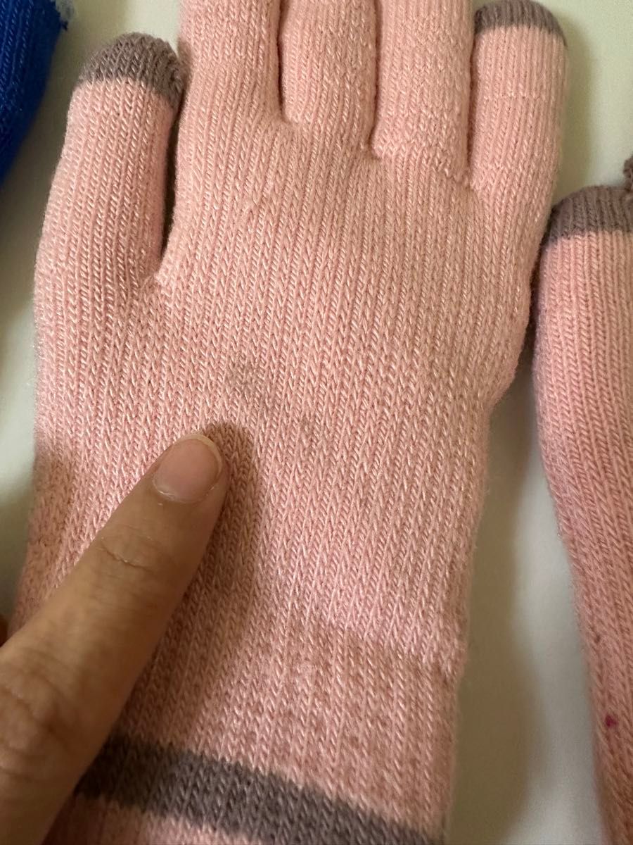 手袋 グローブ 子供用 サッカー フットサル キッズジュニア　子供ニット手袋　ピンク汚れあり