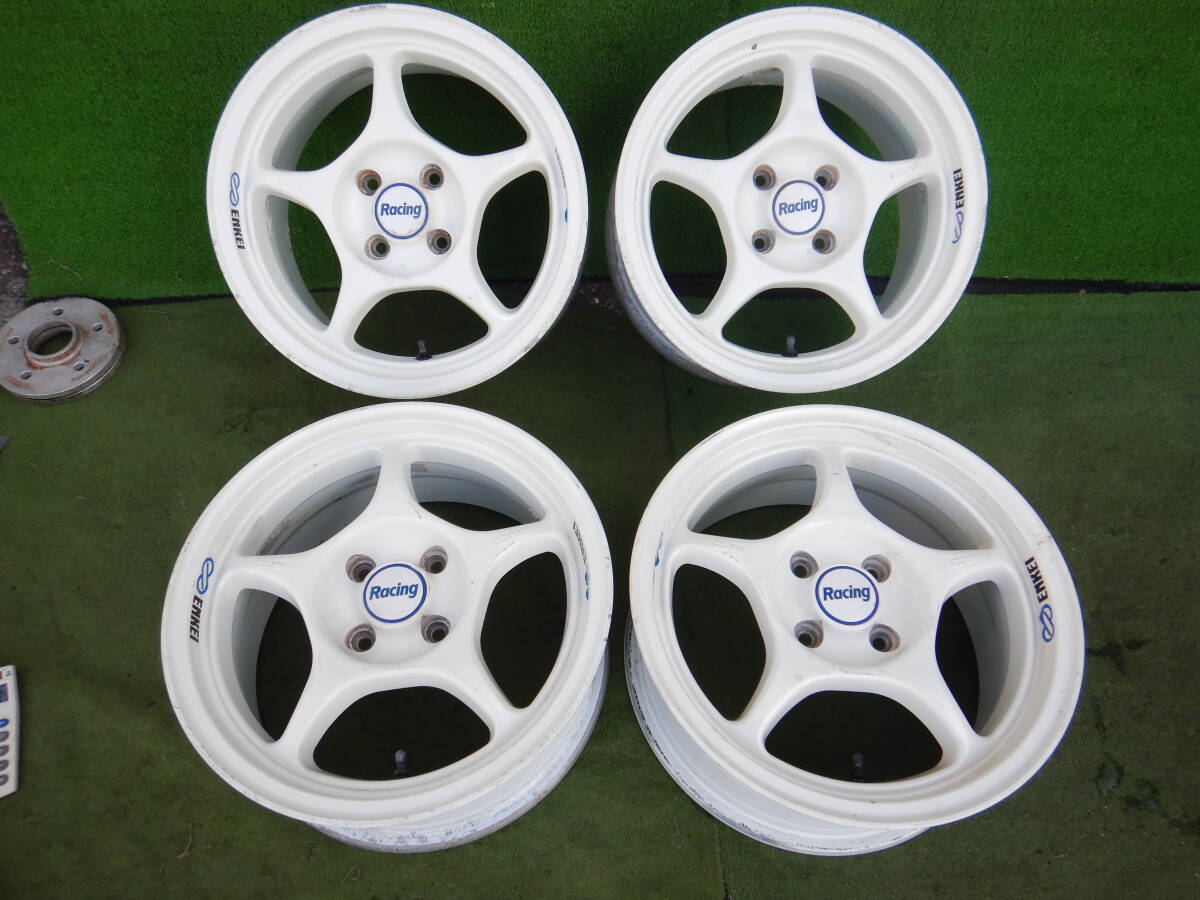 ★ENKEI Racing★15×7JJ OFF:+45 PCD100-4H ハブ径；73mm 傷、汚れ、錆、塗装がれ等あり 4本 MADE IN JAPANの画像1