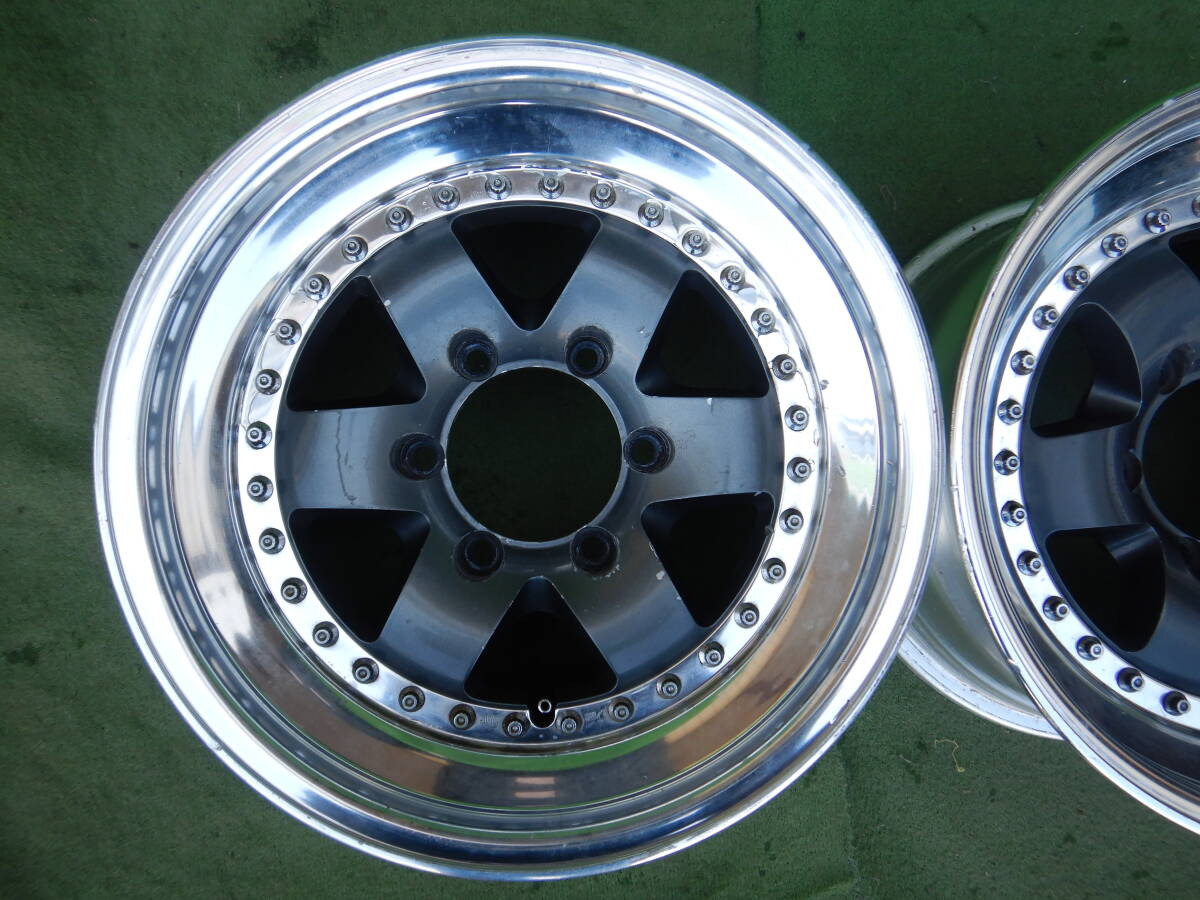 ★AMP VERIO 3ピース★16×8JJ OFF:+6 PCD139.7-6H ハブ径；112mm 傷、汚れ、錆、塗装がれ等あり 2本 MADE IN JAPAN_画像2