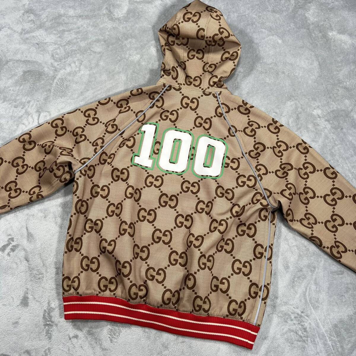 1円 極美品 グッチ GUCCI 100周年 GG ネオプレン ジャケット ジップアップ パーカー Lサイズ 676466の画像6