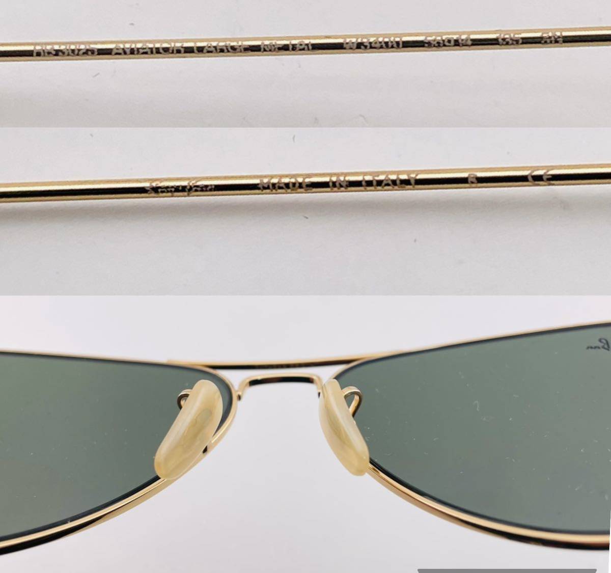 QA45 レイバン ティアドロップ RB-3025 イタリア製　AVIATOR G-15 付属品完備　RayBan サングラス ゴールド アイウェア _画像7