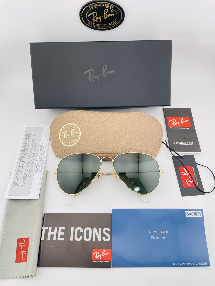 QA45 レイバン ティアドロップ RB-3025 イタリア製　AVIATOR G-15 付属品完備　RayBan サングラス ゴールド アイウェア _画像1