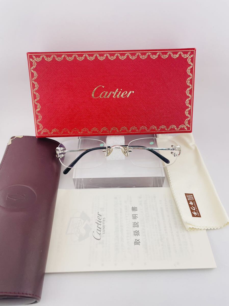 Qa57 CARTIER □22-140 フランス製　ツーポイント　高級ブランド　ビンテージ　カルテイエ　メガネ　フレーム　C-DECO 美品　人気サイズ_画像1