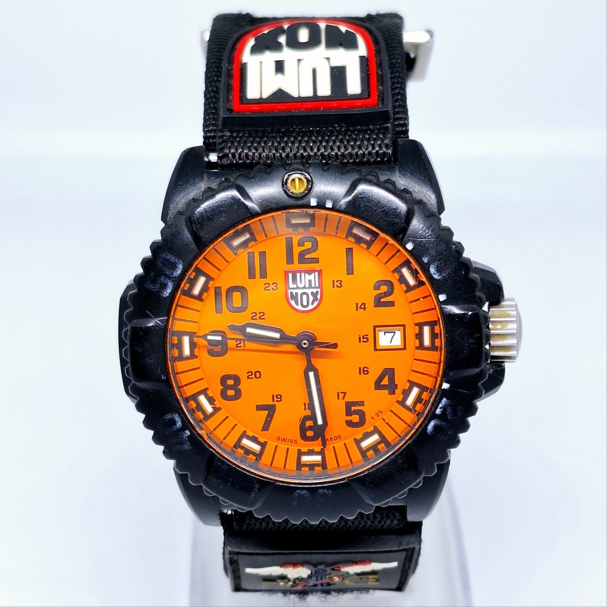 70 LUMINOX ルミノックス スイス メンズ腕時計 腕時計 時計 マジックテープ オレンジ 3針 デイト クォーツ クオーツ 回転ベゼル WKH_画像2