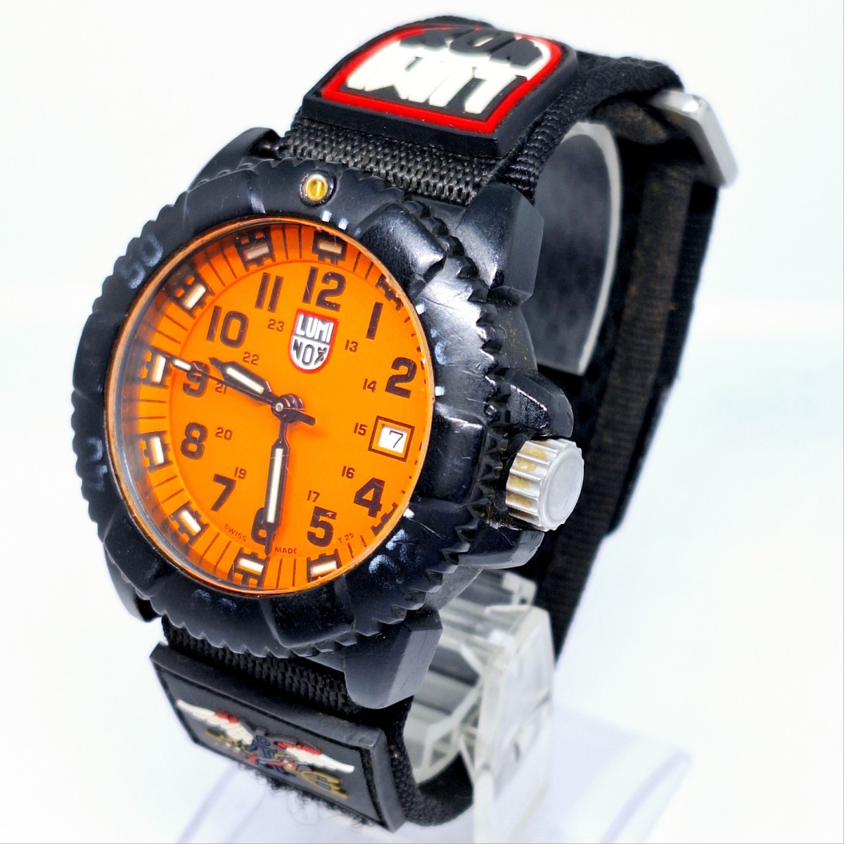 70 LUMINOX ルミノックス スイス メンズ腕時計 腕時計 時計 マジックテープ オレンジ 3針 デイト クォーツ クオーツ 回転ベゼル WKH_画像1