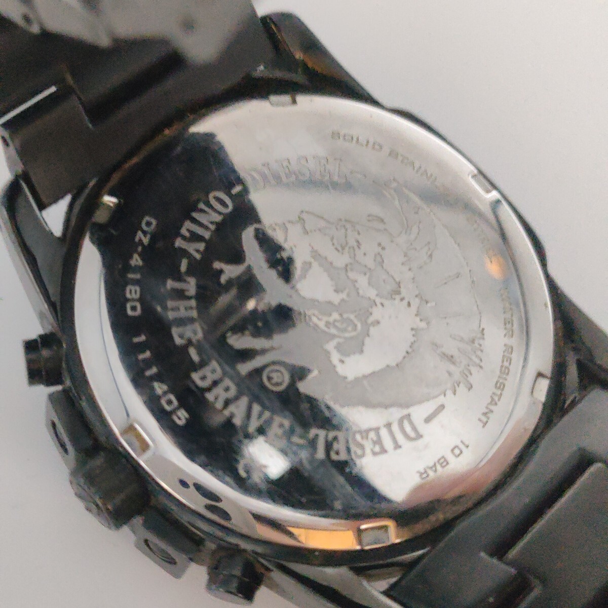 91 DIESEL メンズ 腕時計 時計 ディーゼル DZ-4180 クオーツ QUARTZ クロノグラフ 黒文字盤 3針 アナログ 10BAR ONLY THE BRAVE SCHの画像8