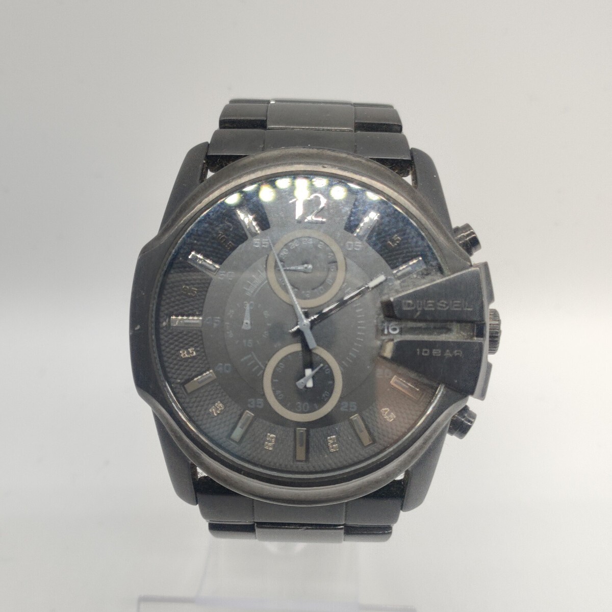 91 DIESEL メンズ 腕時計 時計 ディーゼル DZ-4180 クオーツ QUARTZ クロノグラフ 黒文字盤 3針 アナログ 10BAR ONLY THE BRAVE SCHの画像2