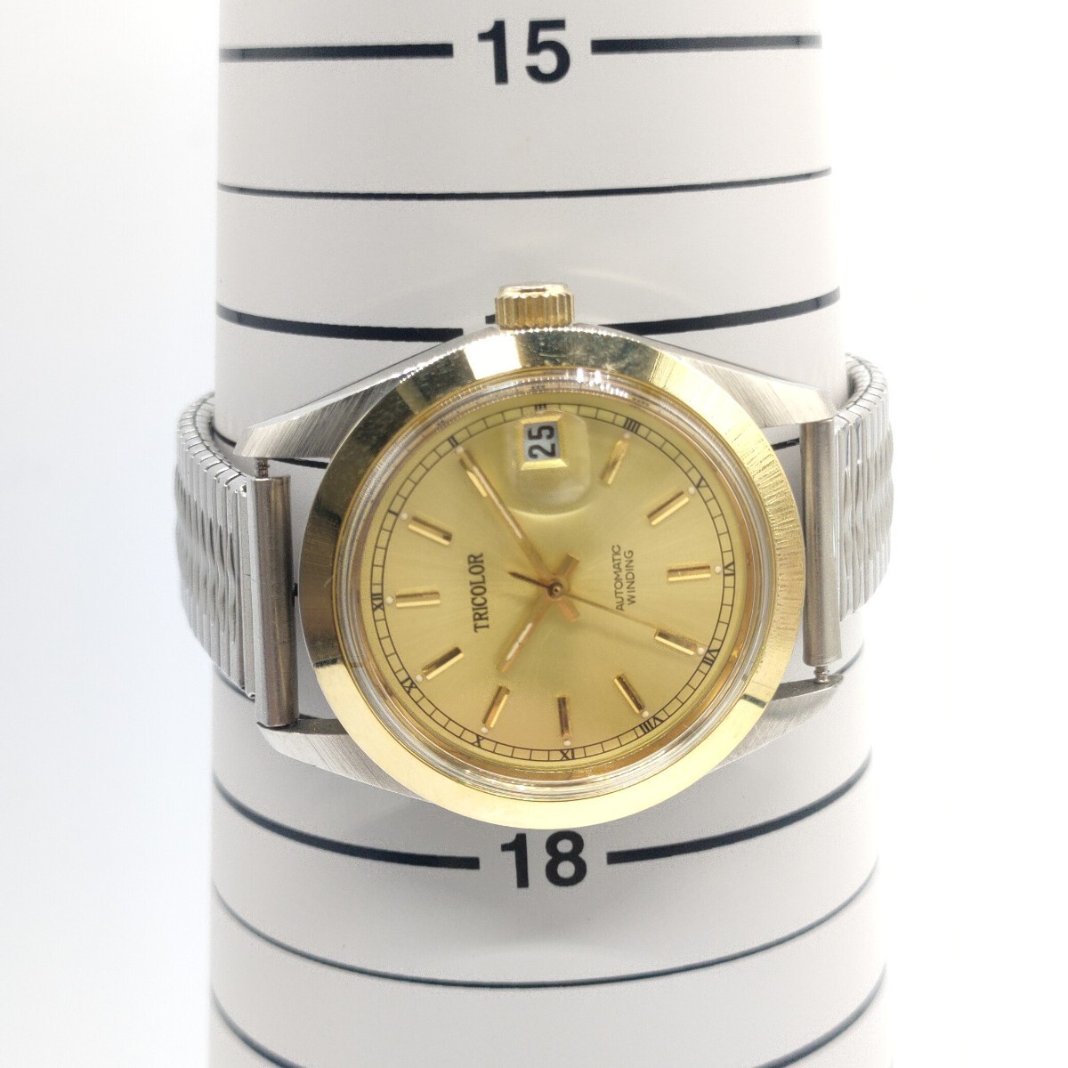 ★稼働品★ 120 TRICOLOR メンズ 腕時計 時計 トリコロール ST6 23ZUAN 自動巻き AUTOMATIC ゴールド WINDING 3針 アナログ カレンダー SCH_画像6
