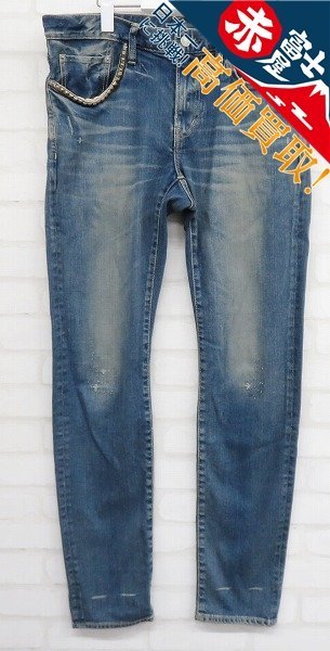 3P5714/HYSTERIC GLAMOUR SP加工スタッズストレッチスリムデニムパンツ 02191AP17 ヒステリックグラマー_画像1