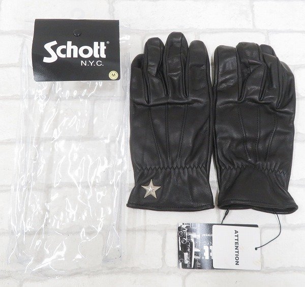 2A7214/未使用品 Schott 3169030 ONE STAR GLOVE ショット レザーグローブ_画像2