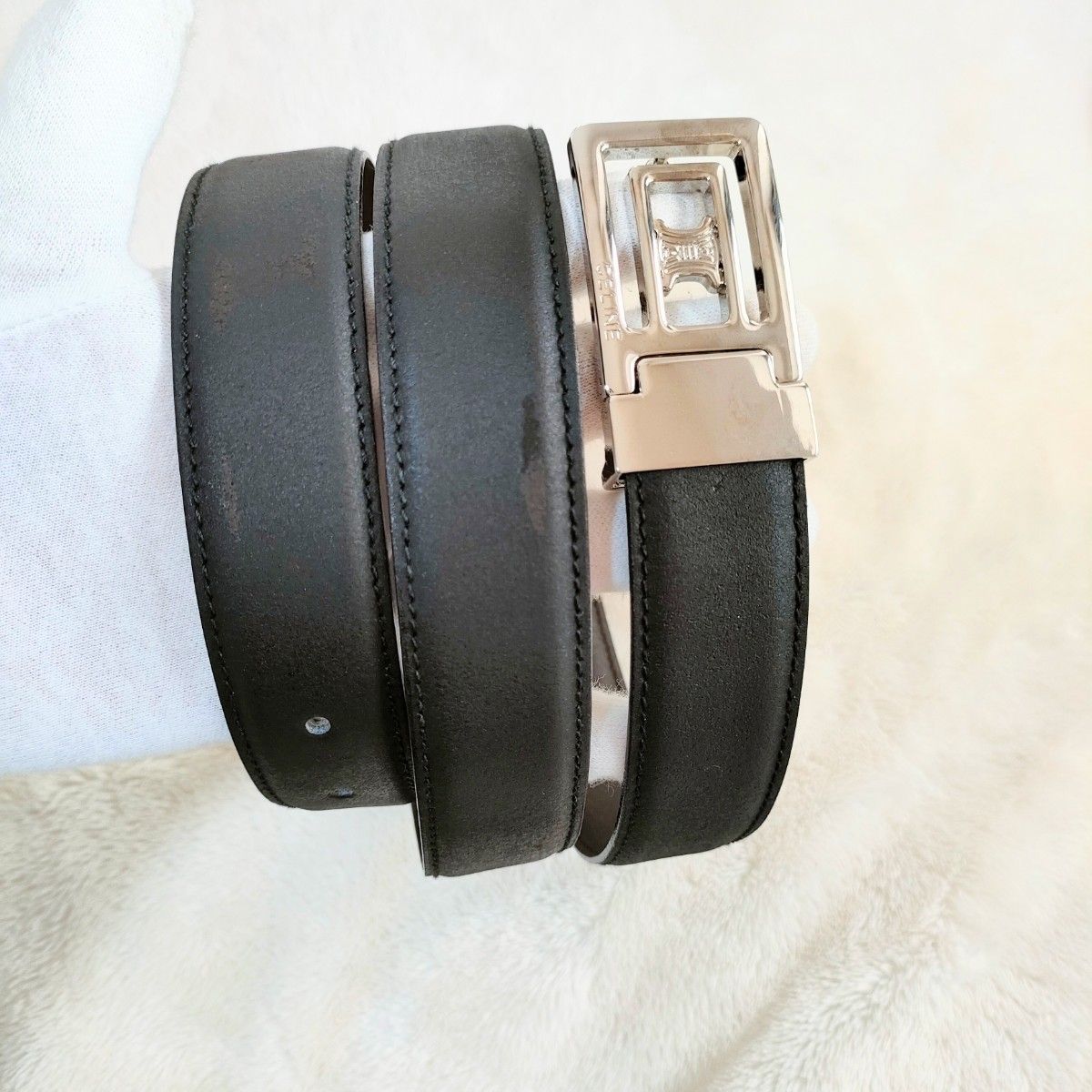 セリーヌ メンズ ブラック レザーベルト CELINE セリーヌ メンズ ベルト ビジネスベルト 男女兼用