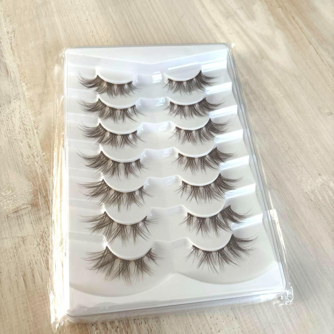  extra long false eyelashes fox Brown 7 pair ma-ido Cross attaching .