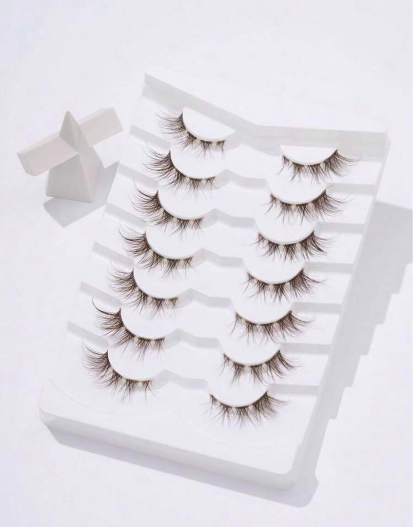  extra long false eyelashes fox Brown 7 pair ma-ido Cross attaching .