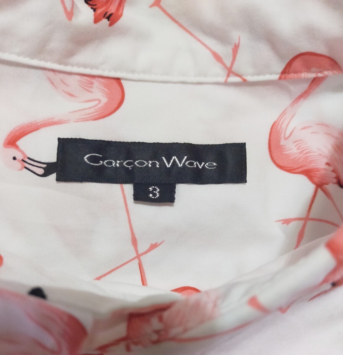 フラミンゴ柄！■ Garon Wave 長袖シャツ 日本製 / サイズ 3 (Ｌ相当 ) _画像5