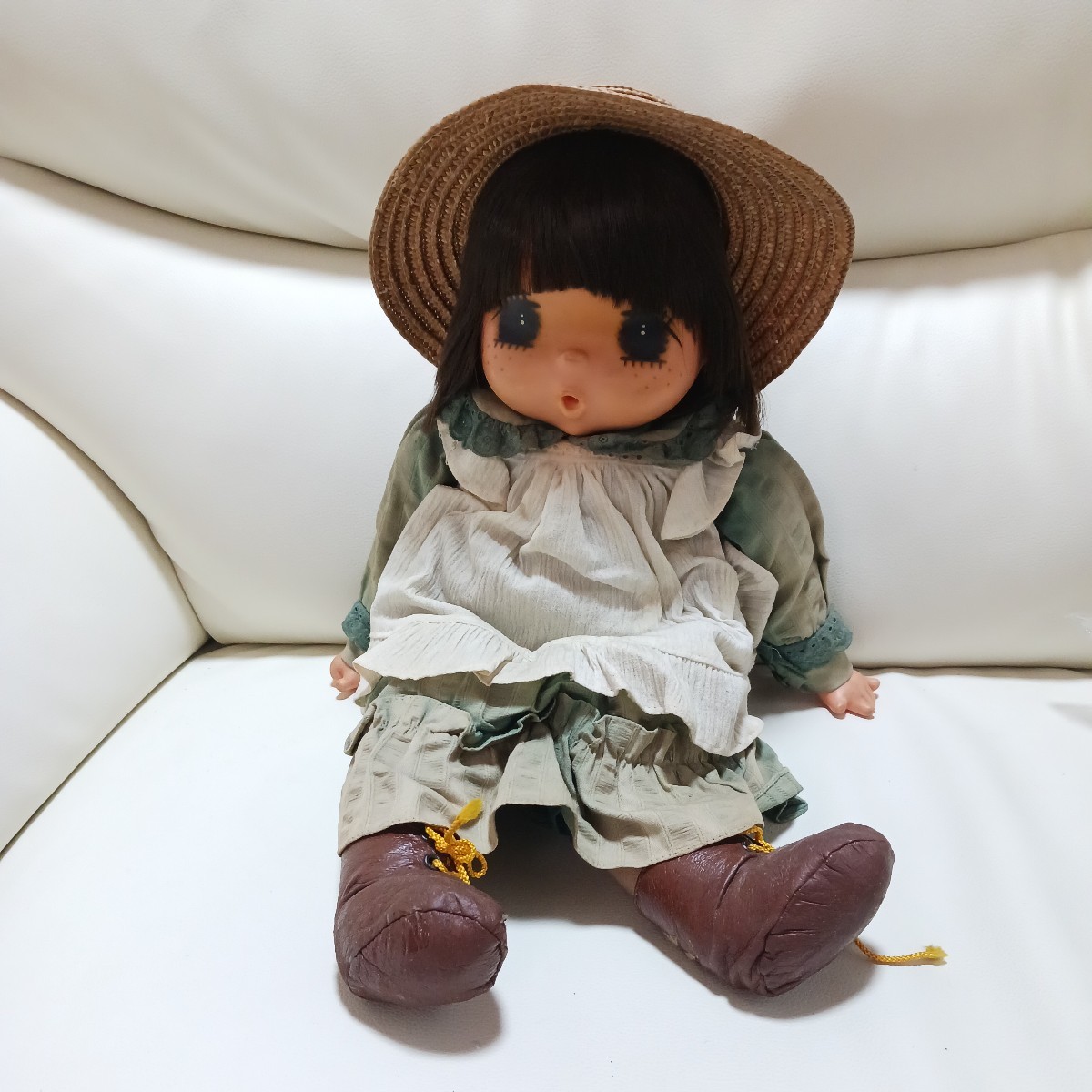 昭和レトロ 当時物 レトロ人形 SEKIGUCHI JAPAN セキグチ キャラクタードール マドモアゼルジェジェ 約43cm 麦わら帽子付き_画像1