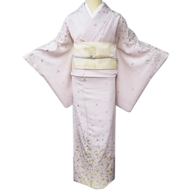 未使用 トールサイズ】小紋 飛び柄 刺繍 袷 裄丈70.5 身丈171 未使用 トールサイズ】小紋 飛び柄 刺繍 袷 裄丈70.5 身丈171