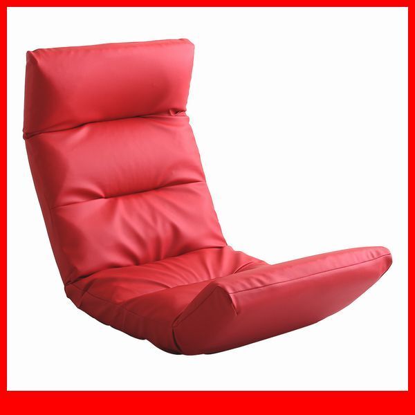 座椅子★日本製リクライニング座椅子 アップタイプ/合皮 PVCレザー/14段階調節ギア 転倒防止機能付/ローテーブル こたつで/PVCレッド/a10