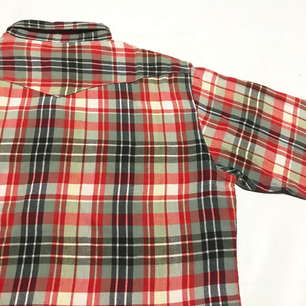 CAMCO/L/S Flannel Western Shirt/Large/Red×Black/Cotton 100%/カムコ/長袖ネルウエスタンシャツ/レッド×ブラック/コットン/チェック柄_画像6