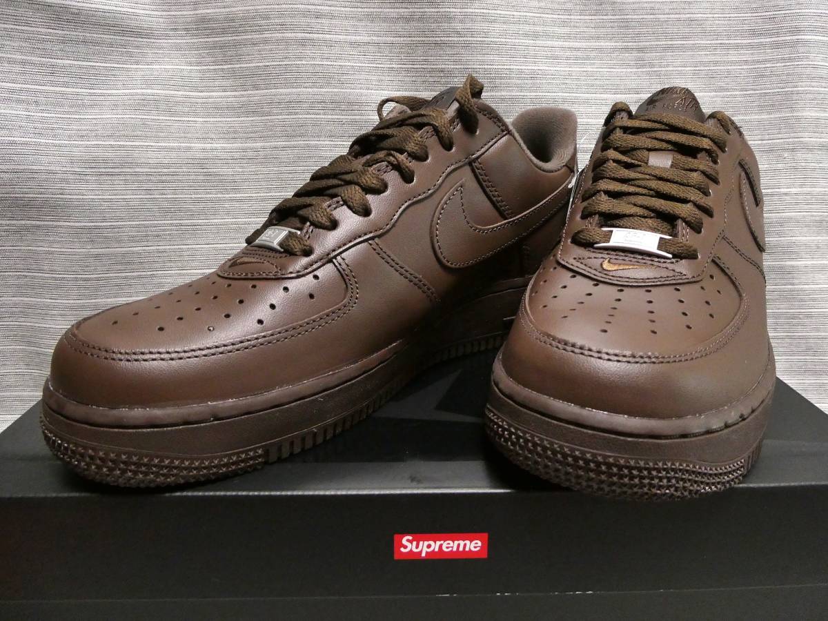 シュプリーム X ナイキ エアフォース１ ロー US7.5 ブラウン Supreme/Nike Air Force 1 Low Brown 未使用 _画像1