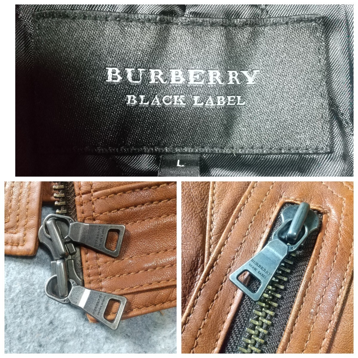 美品 L 希少 バーバリーブラックレーベル ライダース レザージャケット ファー キルティング 中綿 ラムレザー 革ジャンBURBERRYBLACKLABEL_画像8