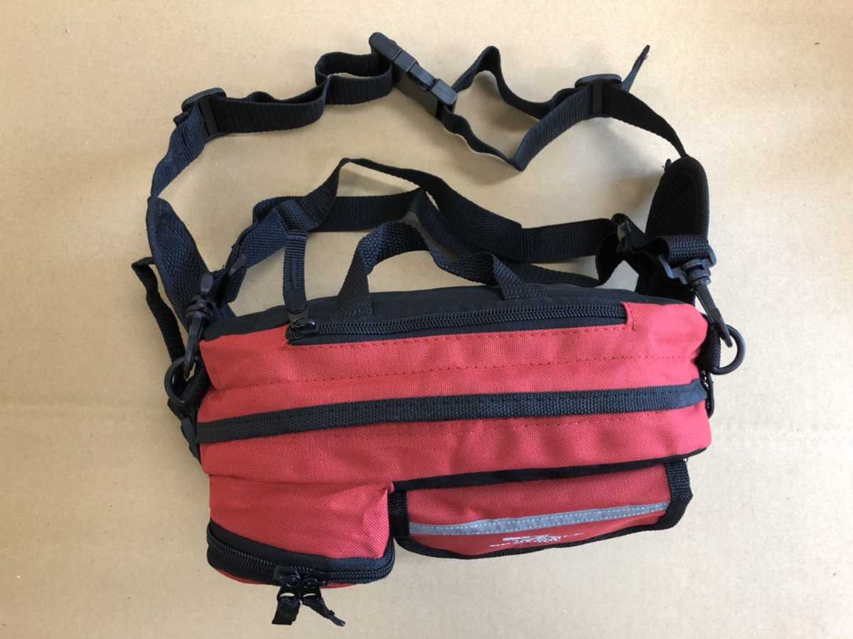  new goods unused free shipping men's lady's Kids body bag waist bag shoulder bag diagonal .. bag hip bag red 