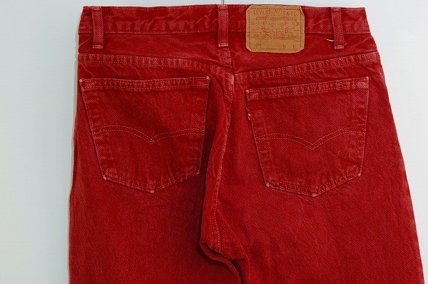 ★【希少80～90年代 made in CANADA製 カナダ製】Levi’s リーバイス 501 ストレート レッド系（後染め） デニム パンツ W30程度 W74cmの画像4