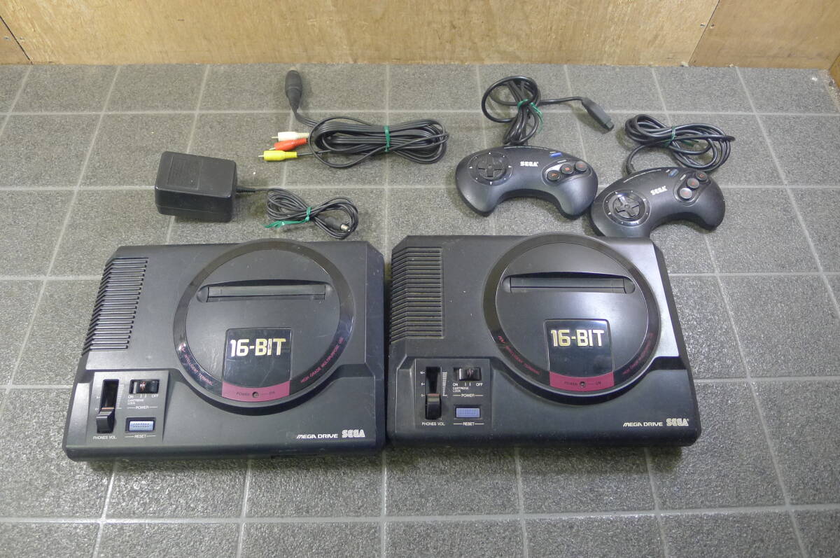 BB219 SEGA/セガ MEGA DRIVE MD メガドライブ2点セット 16-BIT HAA-2510 コントローラー×2点,他付 レトロゲーム ゲーム機 動作確認済/100