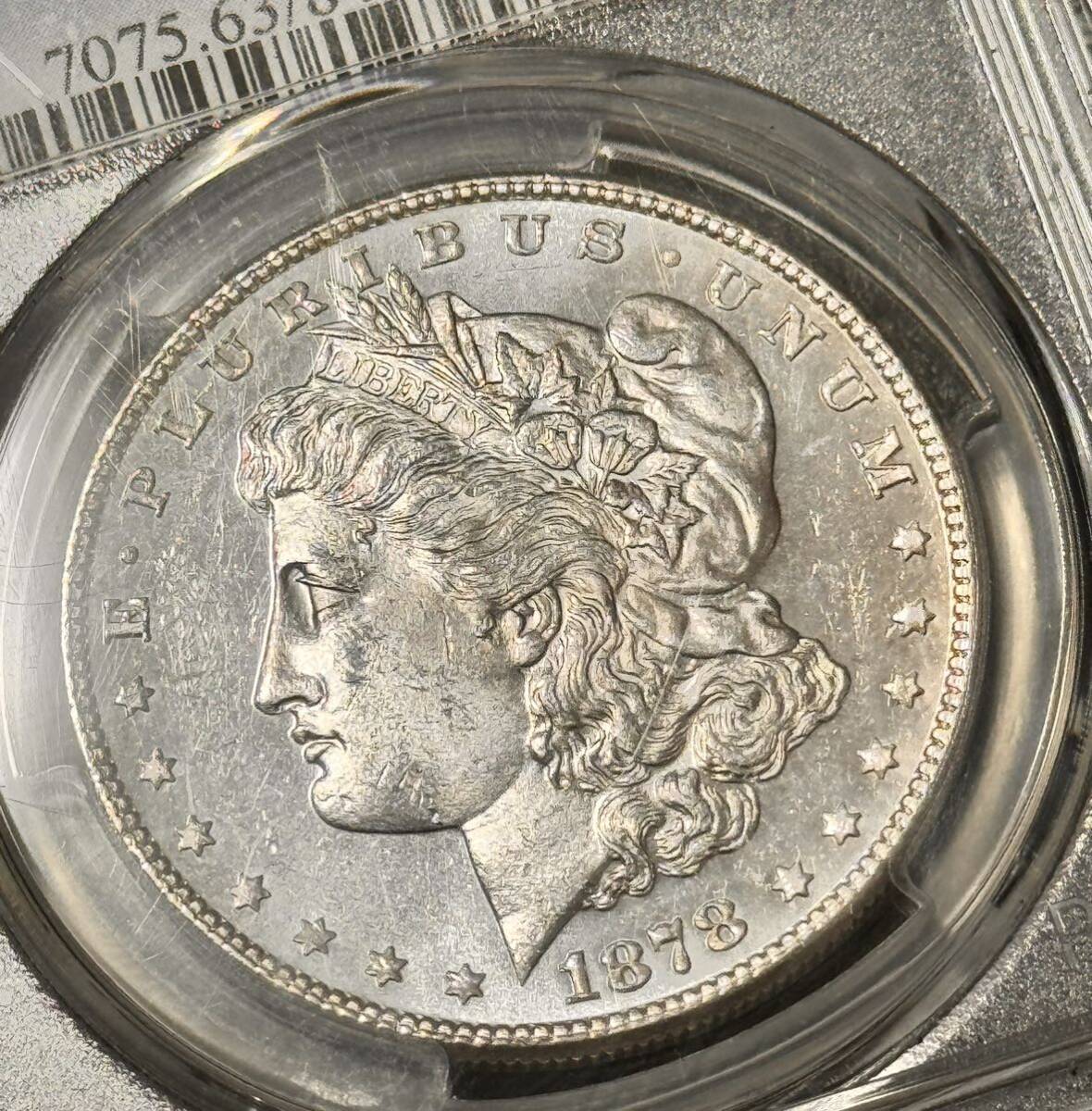 【希少】アメリカ銀貨　1878 7TF モルガンダラー　PCGS MS63 PL プルーフライク_画像3