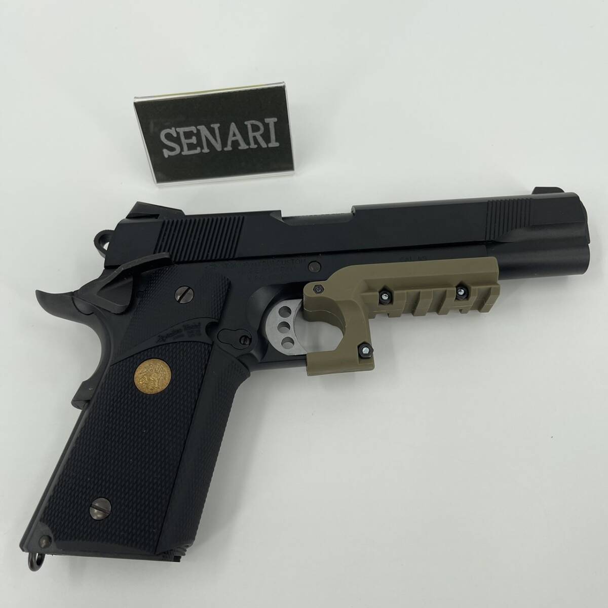 S-1407/サバゲー/ M1911 ガバメント シリーズ 20mm アンダーレール レイル マウント 拡張パーツ 樹脂製 CAL45刻印 / タンカラーの画像3