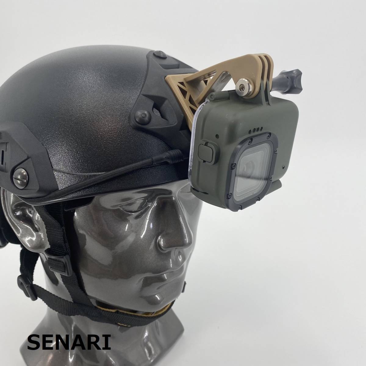 S-544/サバゲー/ タクティカル ヘルメット用 ゴープロ Goproマウント アクセサリー 撮影 動画 / タンカラー カーキの画像5