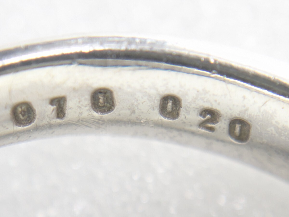 エメラルド／ダイヤ 銀製 ウェーブリング  指輪 16号の画像8