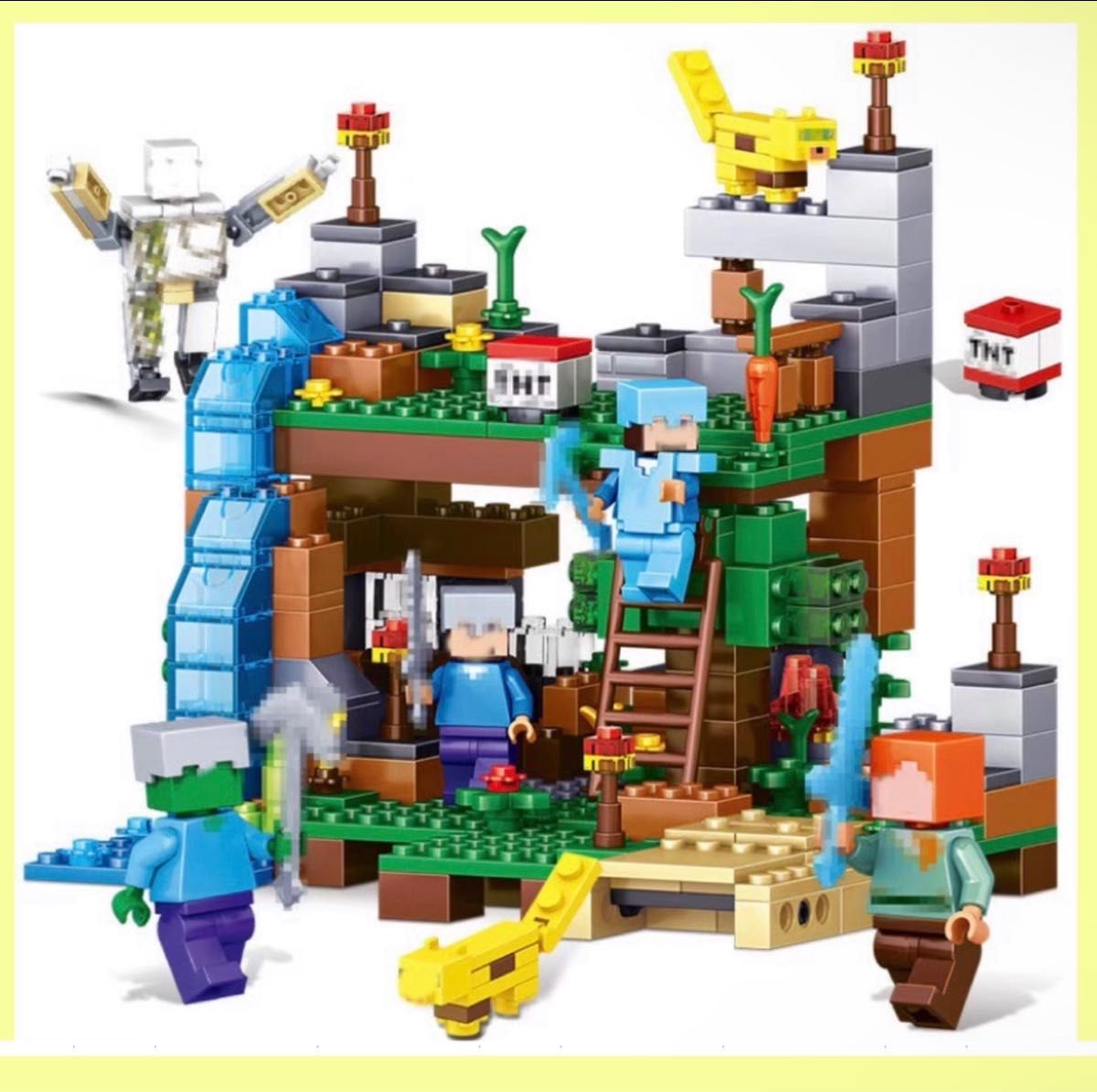 値下げ★大人気★新品★マインクラフト マイクラ ブロック レゴ レゴ互換 洞窟 村 ミニフィグ 378pcs 知育玩具 箱無し